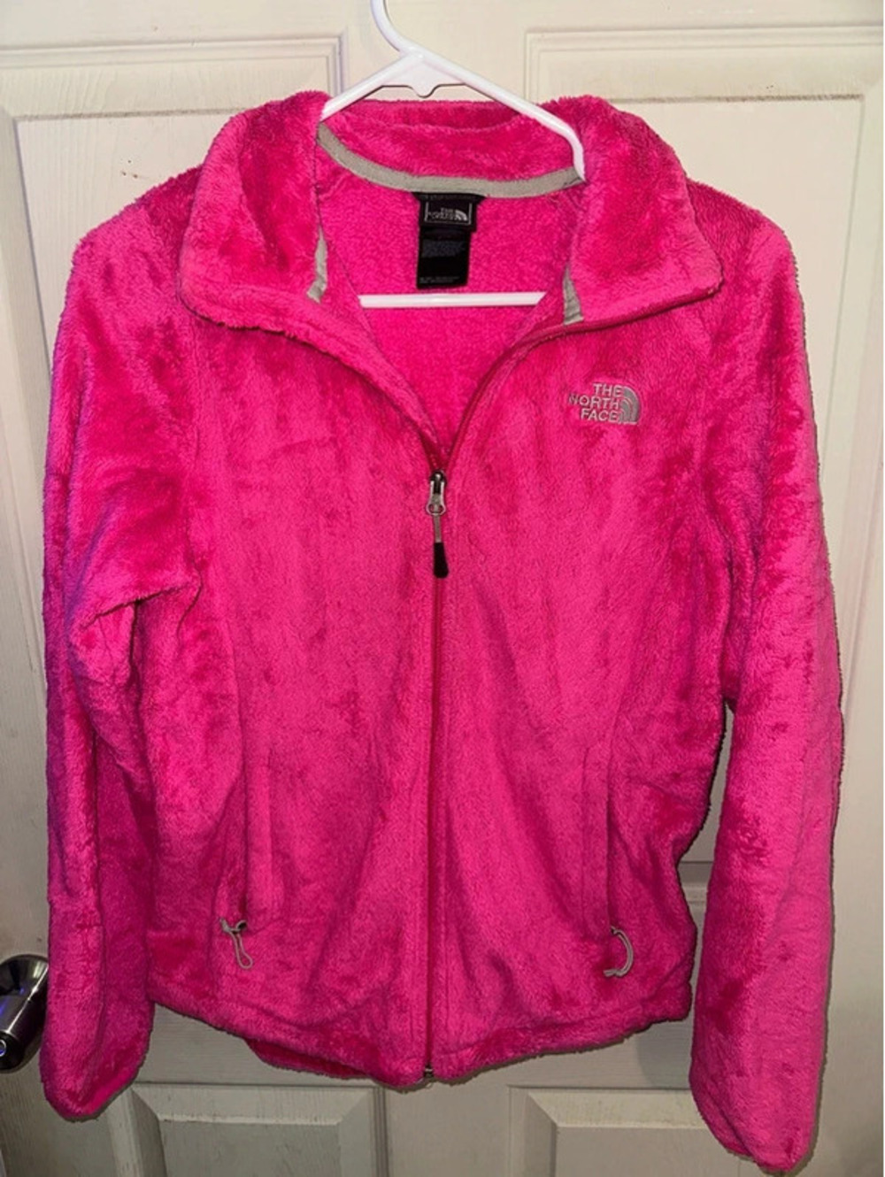 North Face hot pink fleece jacket size small